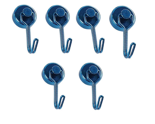 Magnetic Swivel Heavy Duty Neodymium Hooks 6 Pack - Blue