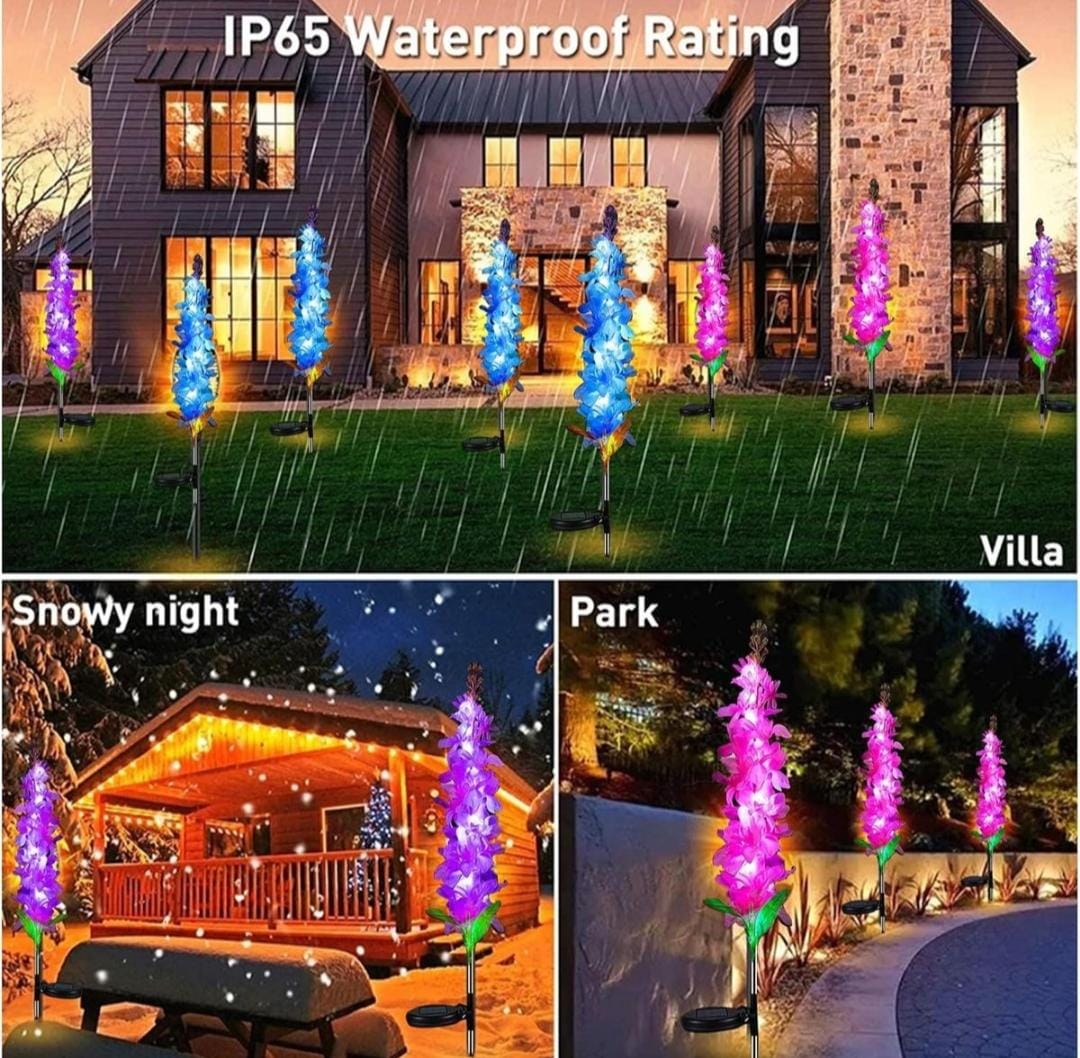 2 Pack Hyacinth Design Outdoor Garden Solar Lights Patio Decorative Colour - Purple