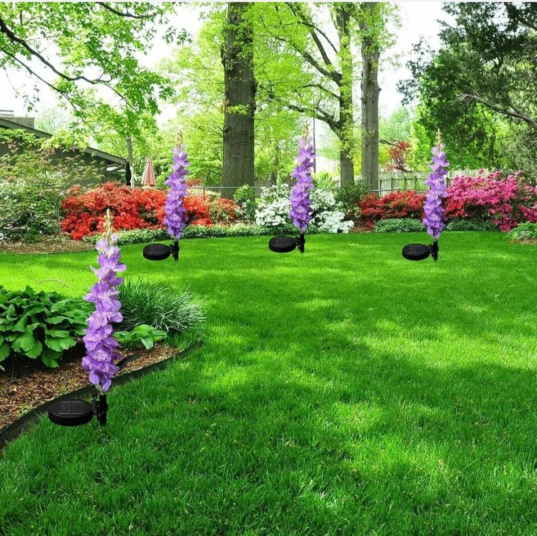 2 Pack Hyacinth Design Outdoor Garden Solar Lights Patio Decorative Colour - Purple