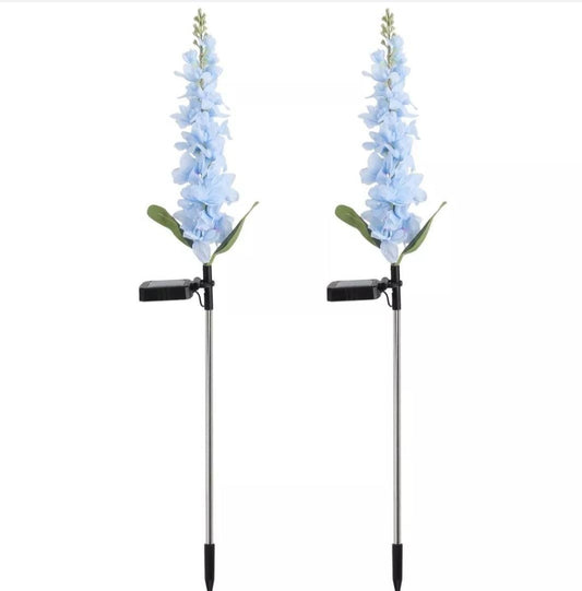 2 Pack Hyacinth Design Outdoor Garden Solar Lights Patio Decorative Colour - Blue