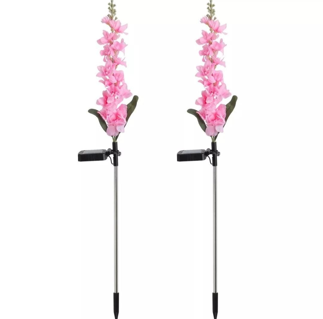 2 Pack Hyacinth Design Outdoor Garden Solar Lights Patio Decorative Colour - Pink