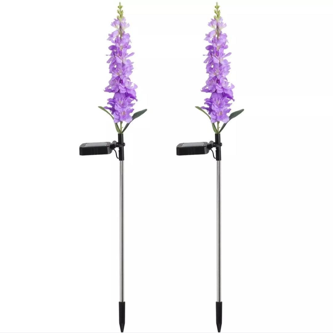 2 Pack Hyacinth Design Outdoor Garden Solar Lights Patio Decorative Colour - Purple