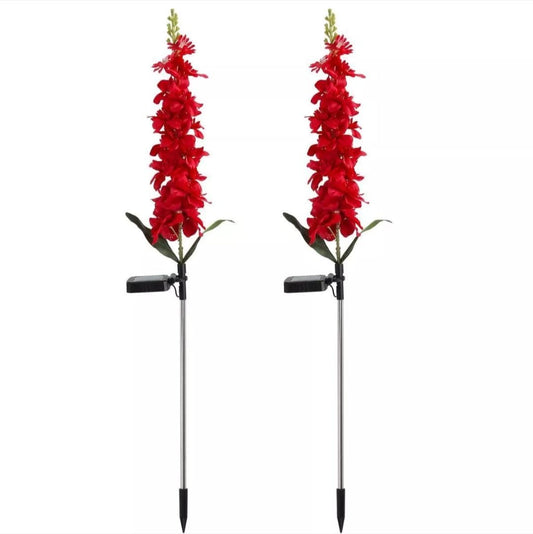 2 Pack Hyacinth Design Outdoor Garden Solar Lights Patio Decorative Colour - Red