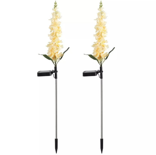 2 Pack Hyacinth Design Outdoor Garden Solar Lights Patio Decorative Colour - Yellow