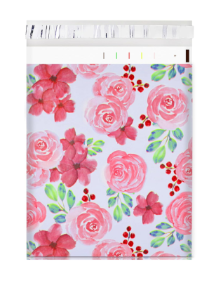 100 Pink Floral Polymailers 25x33cm