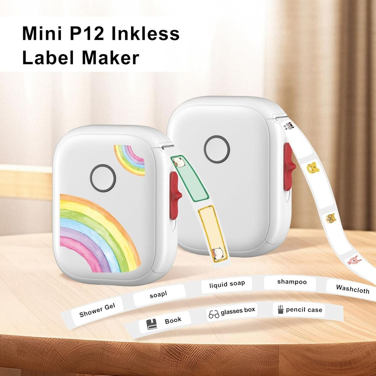 Mini Thermal Bluetooth Label Maker Printer Inkless Portable P12