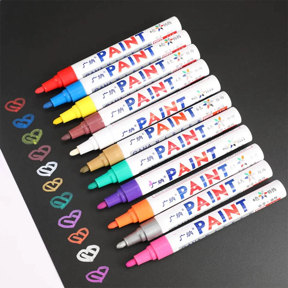 12 Oil Based Paint Permanent Markers Waterproof Tire 3mm Tip Tyre Metal
