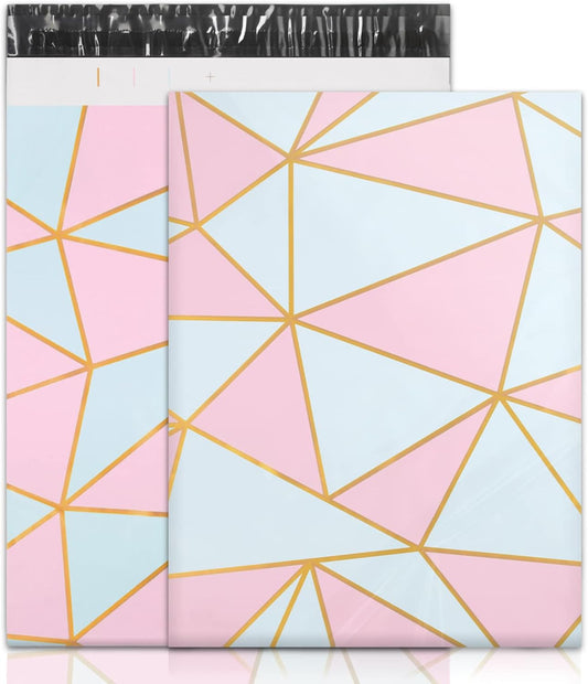 Pink and White Geometric Poly mailers 38x48cm self-adhesive 100 Pack
