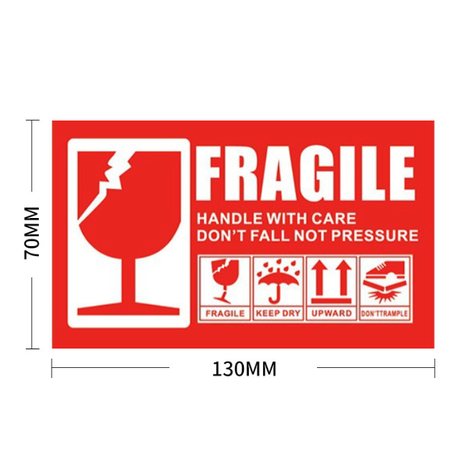 Fragile Handle With Care Pressure Packaging Label Stickers 13x7cm -300pcs