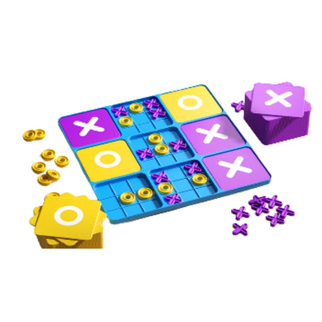 Tic Tac Toe X&O's Table Board Game Kids Adult Interactive - Purple &Yellow