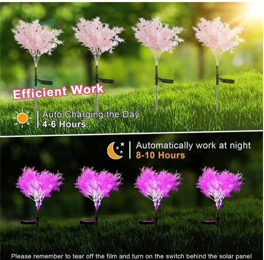 2-Pack Rime Flower Design Solar Light Outside Garden Patio Decorative - Pink Rime Light