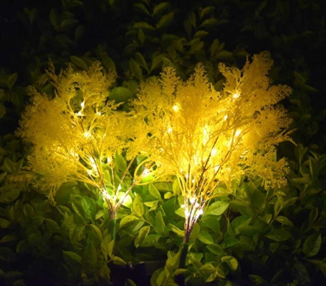 2-Pack Rime Flower Design Solar Light Outside Garden Patio Decorative - Yellow Rime Light