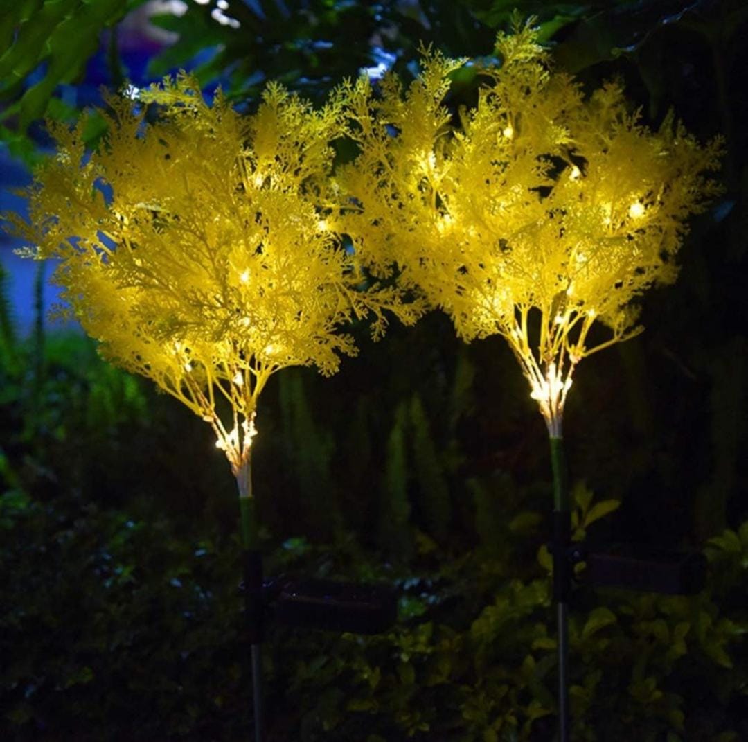 2-Pack Rime Flower Design Solar Light Outside Garden Patio Decorative - Yellow Rime Light