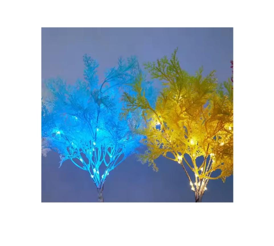 2-Pack Rime Flower Design Solar Light Outside Garden Patio Decorative - Yellow Rime Light