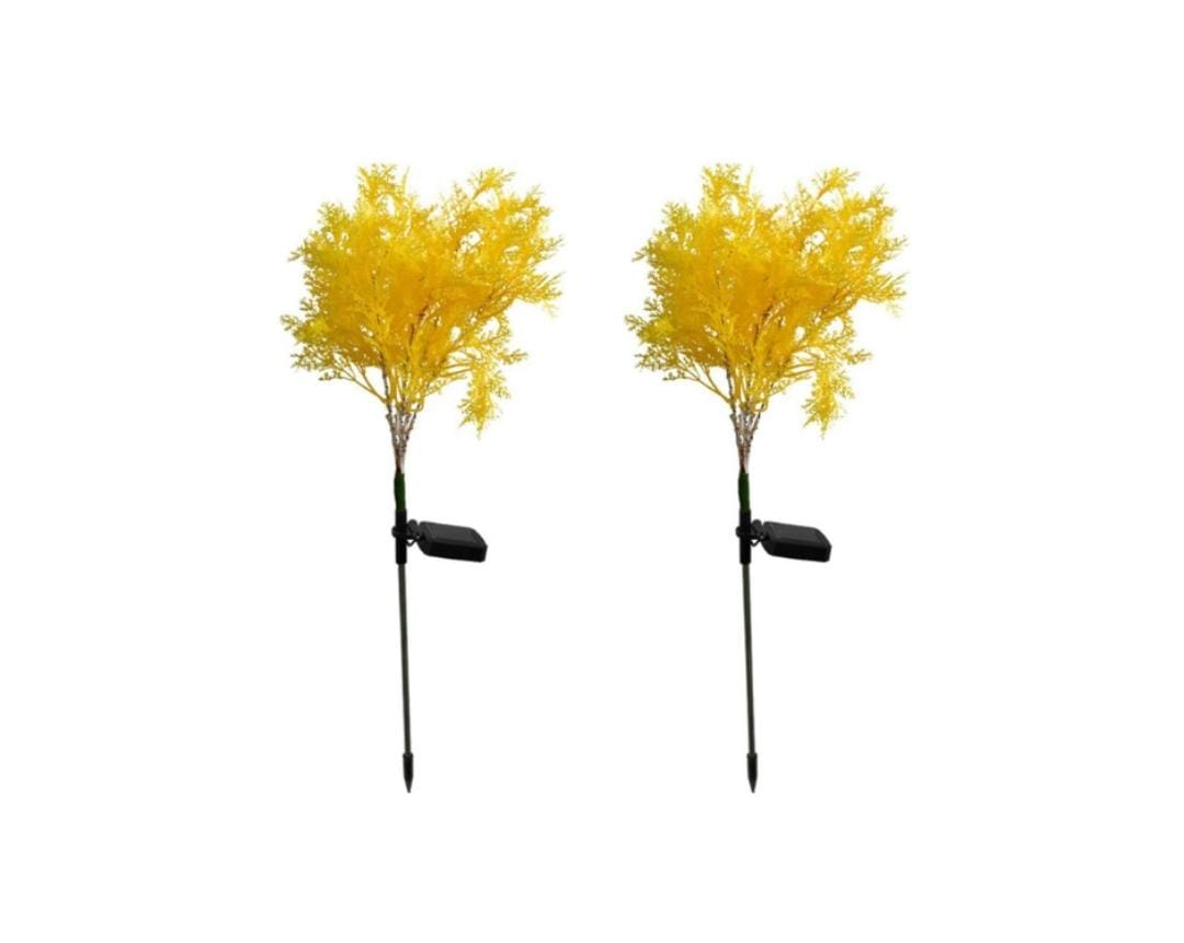 2-Pack Rime Flower Design Solar Light Outside Garden Patio Decorative - Yellow Rime Light