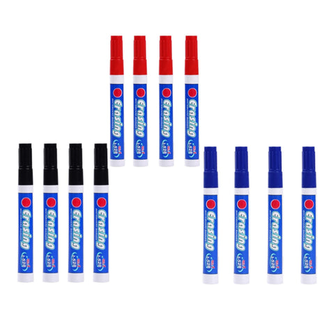 Whiteboard Markers 3 colors School Office Stationary Blue-Black-Red 12 PACK