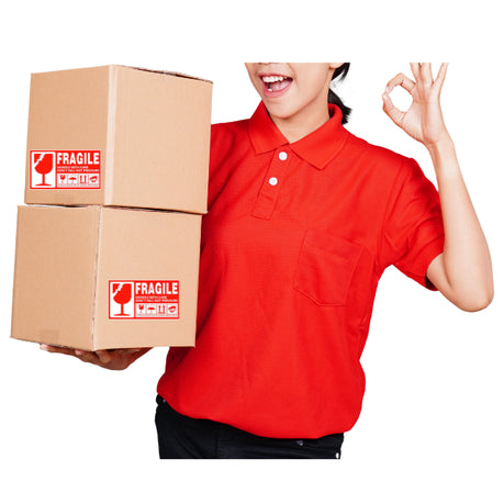 Fragile Handle With Care Pressure Packaging Label Stickers 8x5.5cm -500pcs