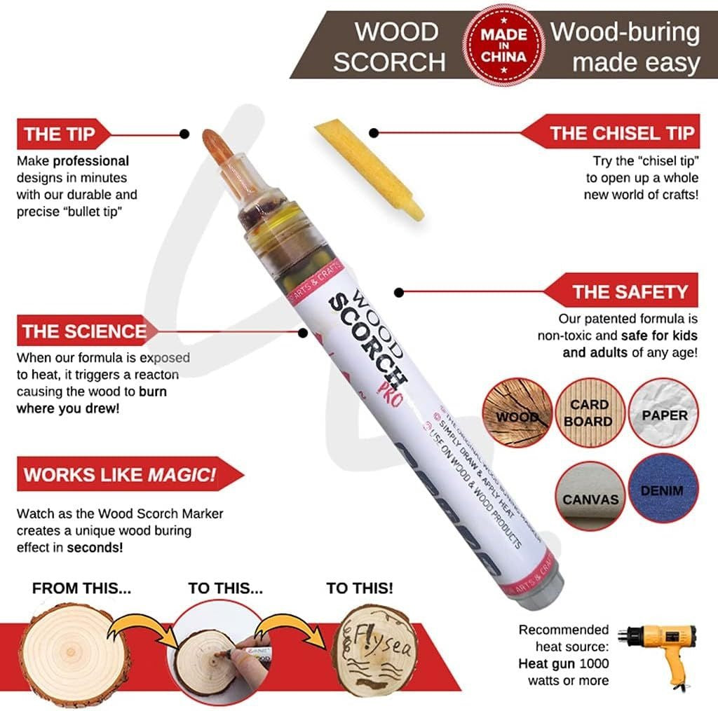 Wood Scorch Marker 3-6mm Bullet & Chisel Tip