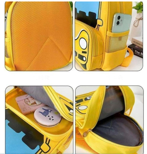 Mini Size Grade RR Cartoon Print Yellow Bus School Bag