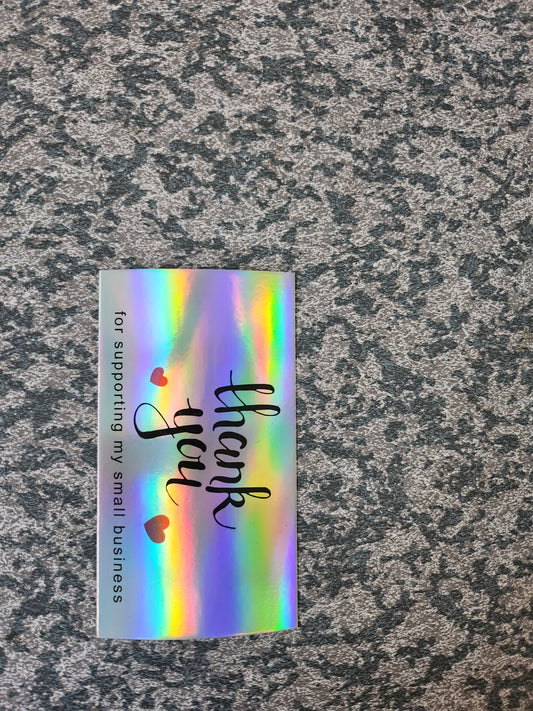Holographic Silver Thank You Card