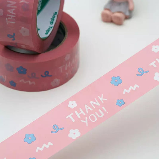 BOPP Packaging Pink Thank You Sealing Tape Lace Printed Carton
