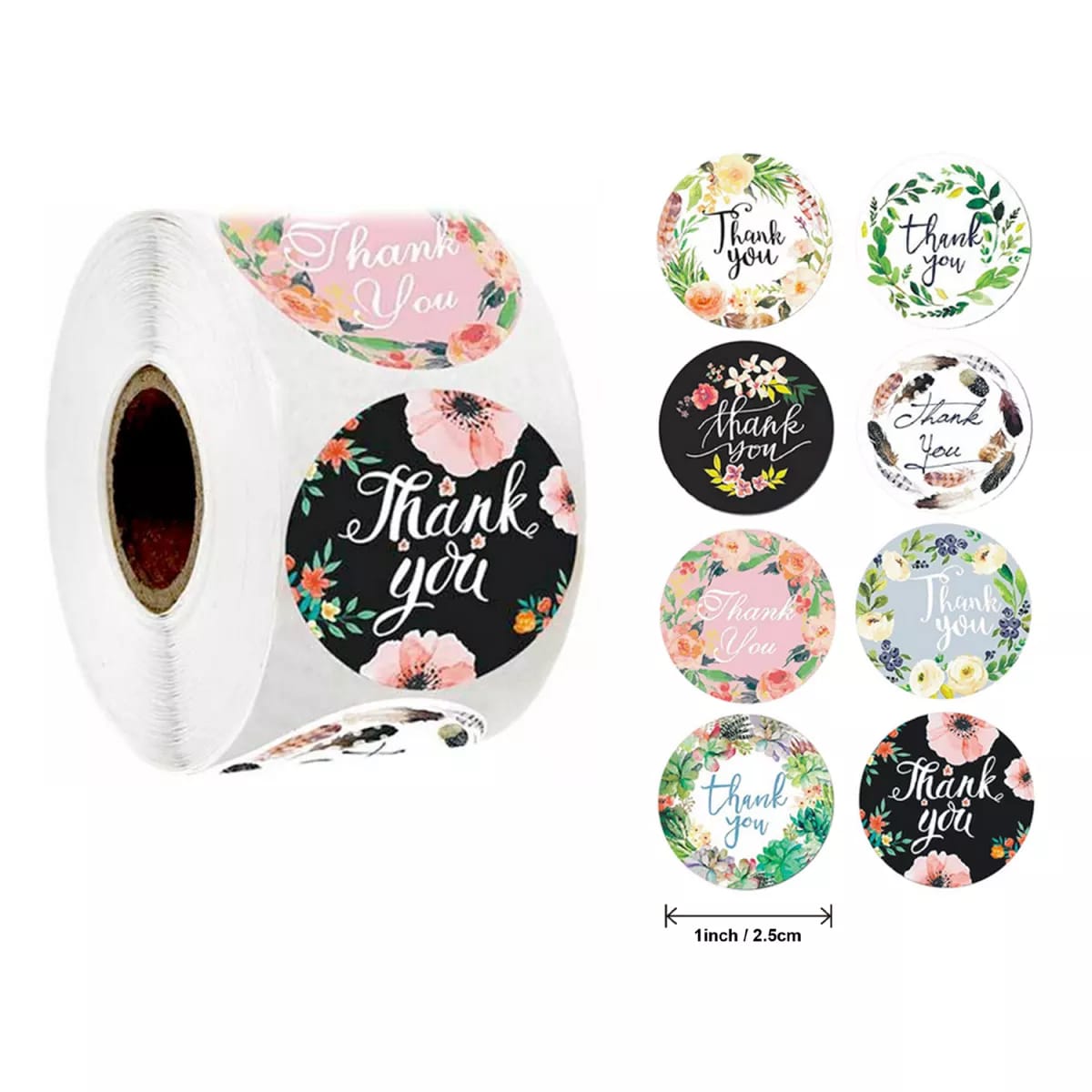 Flower thank you stickers 500
