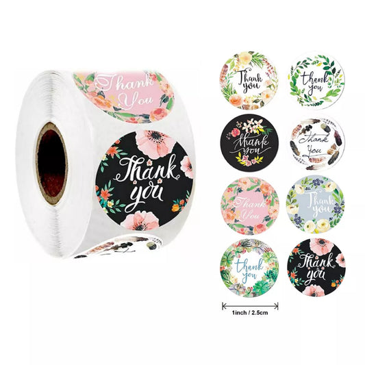 Flower thank you stickers 500