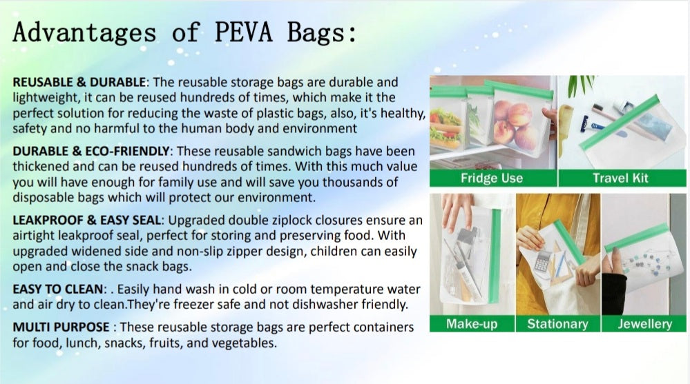 6 Pack PEVA Freezer Bags