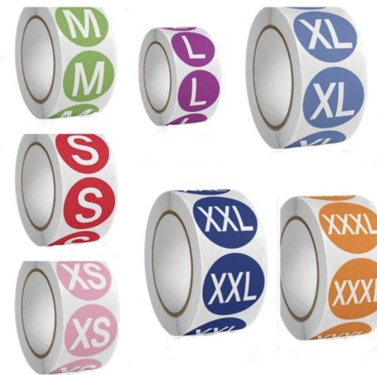 7 Pack Clothing Size Stickers
(500 per roll)