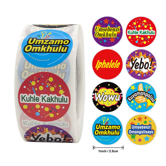 Zulu or Xhosa stickers - 25mm

Zulu yebo motivation stickers - 500 stickers