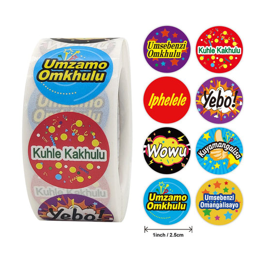 Zulu or Xhosa stickers - 25mm
Zulu yebo motivation stickers - 500 stickers